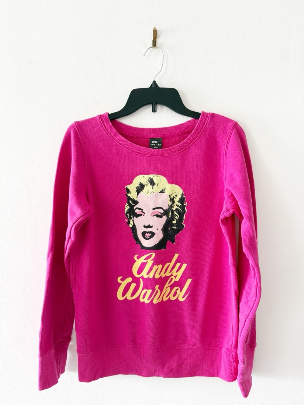 SPRZ NY Andy Warhol Marilyn Monroe Pink Crewneck Graphic Sweatshirt Size Medium